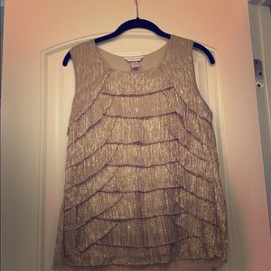 Gold Shimmer Ruffled Tank
